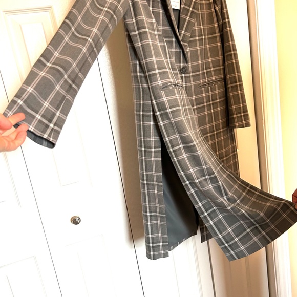 NWT Kit&Ace Go To Stretch Suiting Long Plaid Jacket with Side Vents Size Small - Picture 4 of 16